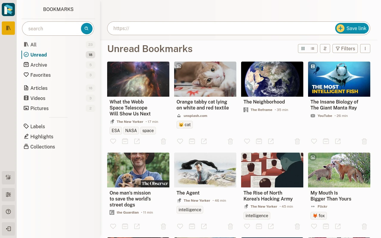 Readeck Bookmark List